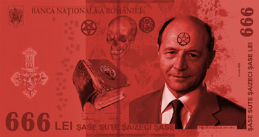 bancnota de 666 LEI (RON) cu basescu